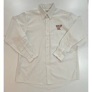 Virginia Tech Hokies Shirt Van Heusen White Oxford Mens Sz Large 16-16.5 (37)